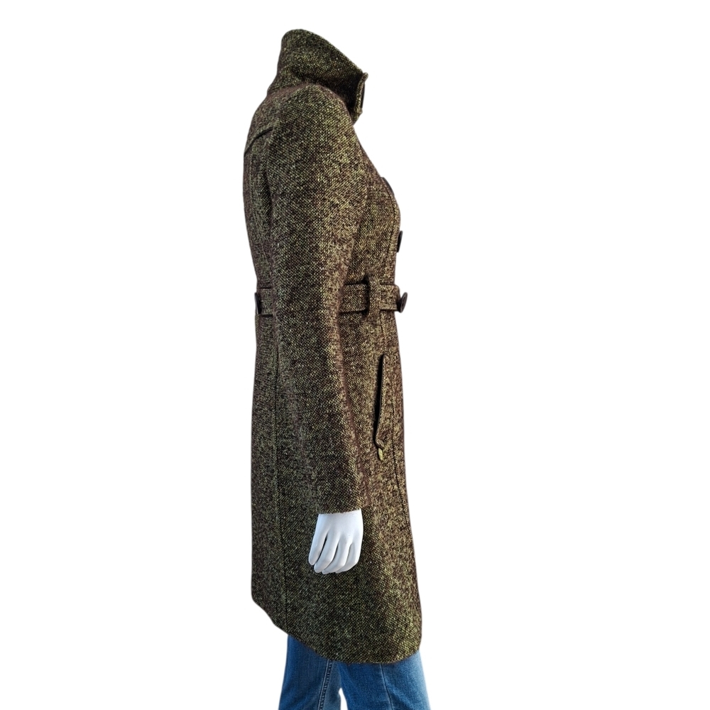 Soia & Kyo wool blend tweed Double Breasted dress coat green & brown Size M - Picture 4 of 15